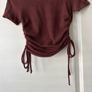 Elegant Maroon Ruched Crop Top